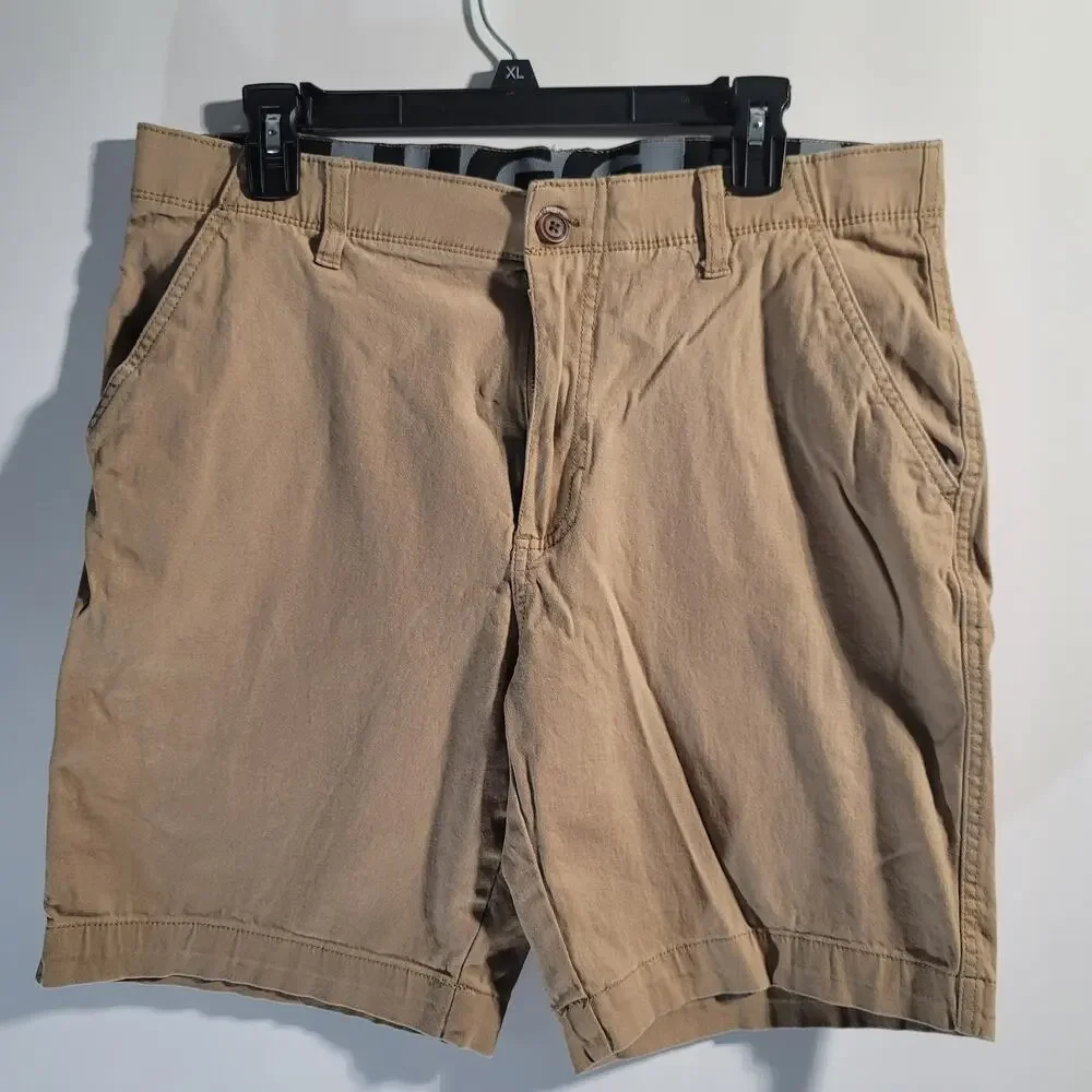 PLUG Men's Khaki Shorts Size 34 Flat Front Casual Chino Shorts